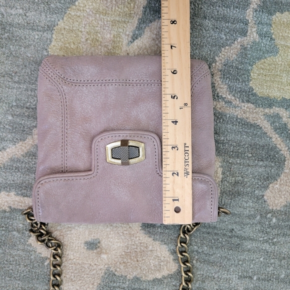 Vintage Ann Taylor Genuine Leather Crossbody‎ Real Chain Strap Taupe - Picture 8 of 9